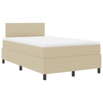 Boxspringbett mit Matratze & LED-Licht Beig Grau 120x200 cm Cordstoff