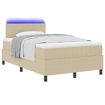 Boxspringbett mit Matratze & LED-Licht Beig Grau 120x200 cm Cordstoff