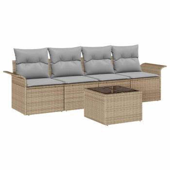 Sofa Set 5 stk. Beige Poly-Rattan