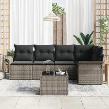 5-tlg. Garten Sofa Set mit Kissen Schwarz Poly-Rattan