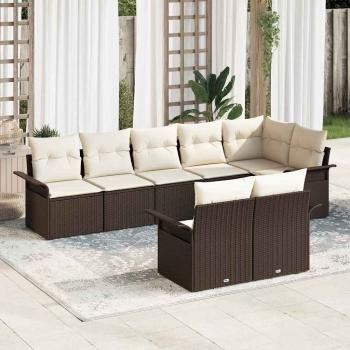ARDEBO.de - 8-teiliges Garten Sofa Set mit Kissen Braun Poly Rattan