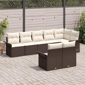8-teiliges Garten Sofa Set mit Kissen Braun Poly Rattan