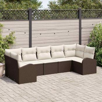 ARDEBO.de - Garten Sofa Set Set von 7 Beige Rattan Garten Sofa Rechteckig
