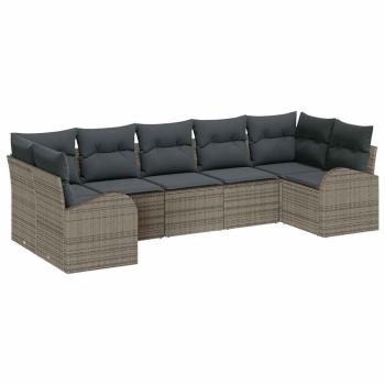 Garten Sofa Set 7-teilig Dunkelgrau Rattan Garten Sofa