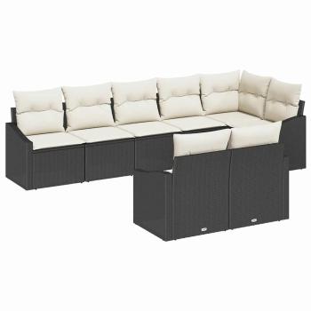Garten-Sofa-Set Set aus 8 Schwarz Rattan Garten-Sofa-Set