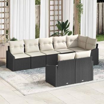 Garten-Sofa-Set Set aus 8 Schwarz Rattan Garten-Sofa-Set