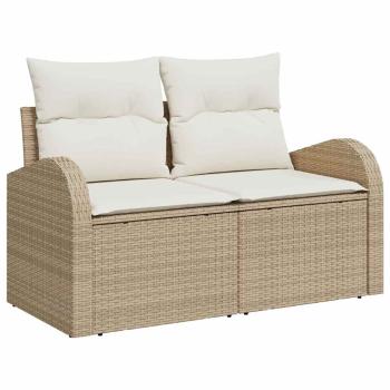 6-teiliges Garten-Sofa-Set mit Kissen Beige Poly Rattan Akazie