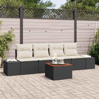 ARDEBO.de - 5-teiliges Garten-Sofa-Set mit Kissen Schwarz Poly Rattan Akazie