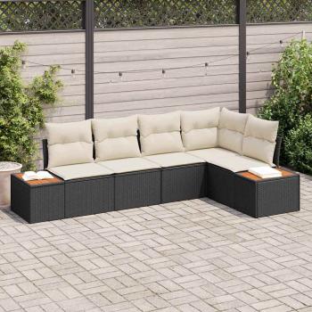 ARDEBO.de - 5-teiliges Garten Sofa Set mit Kissen Schwarz Poly Rattan Akazie
