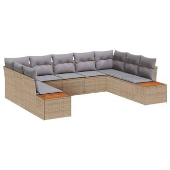 Garten-Sofa Set mit 9 Teilen in Beige Poly Rattan