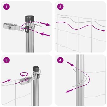 Geknoteter Drahtzaun mit 7 Pfosten 0,4x10 m aus feuerverzinktem Stahl