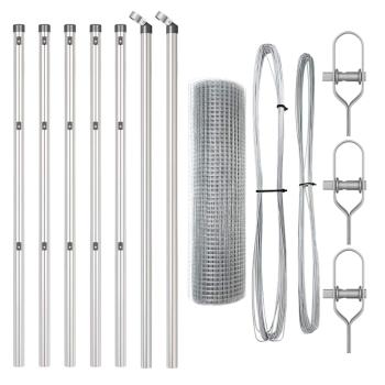 Geknoteter Drahtzaun mit 7 Pfosten 0,4x10 m aus feuerverzinktem Stahl