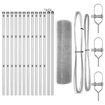 Zaunpfosten Set mit Paneelen Set von 2 Verzinkter Stahl 25 x 0,5 m