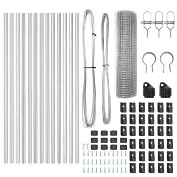 Zaunpfosten Set mit Paneelen Set von 2 Verzinkter Stahl 25 x 0,5 m
