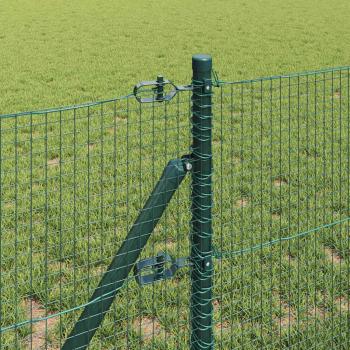 Schweißdrahtzaun mit 7 Pfosten Grün 0.6x10 m Stahl
