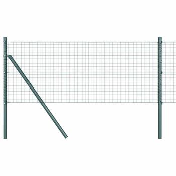 Geschweißter Drahtzaun mit 7 Pfosten Grün 0,8x10 m Stahl