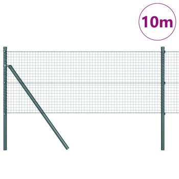 Geschweißter Drahtzaun mit 7 Pfosten Grün 0,8x10 m Stahl