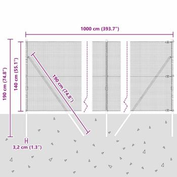 Schweißdrahtzaun mit 7 Pfosten Grün 1,4x10 m Stahl