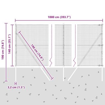 Schweißdrahtzaun mit 7 Pfosten Grün 1.4x10 m Stahl