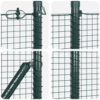 Geschweißter Drahtzaun mit 13 Pfosten Grün 0.4x50 m Stahl