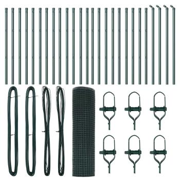 Geschweißter Drahtzaun mit 13 Pfosten Grün 0.4x50 m Stahl