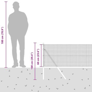 Geschweißter Drahtzaun mit 7 Pfosten Grau 0,6x10 m Stahl