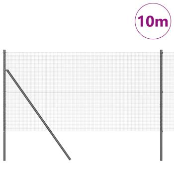 Schweißdrahtzaun mit 7 Pfosten Grau 1.2x10 m Stahl
