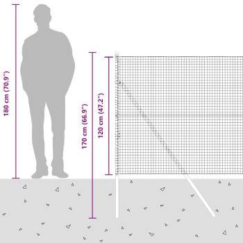 Schweißdrahtzaun mit 7 Pfosten grau 1,2x10 m Stahl