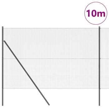 Schweißdrahtzaun mit 7 Pfosten Grau 1.6x10 m Stahl