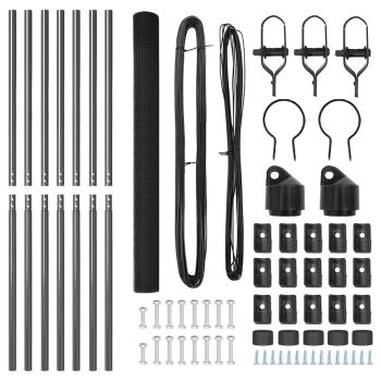 Schweißdrahtzaun mit 7 Pfosten Grau 1.6x10 m Stahl