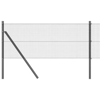 Geschweißter Drahtzaun mit 13 Pfosten Grau 0.8x25 m Stahl