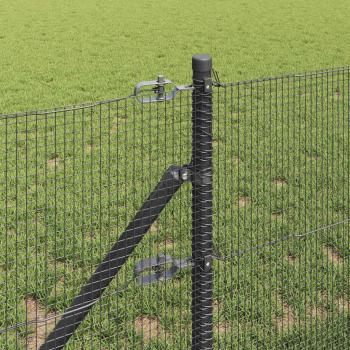 Geschweißter Drahtzaun mit 13 Pfosten Grau 0.8x25 m Stahl