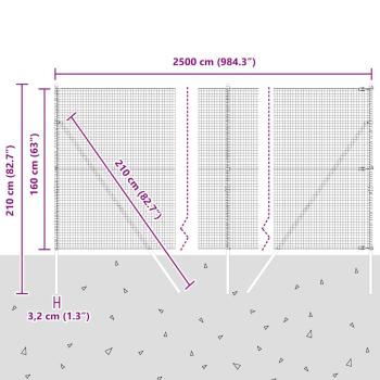 Schweißdrahtzaun mit 13 Pfosten Grau 1,6x25 m Stahl