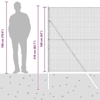 Schweißdrahtzaun mit 13 Pfosten Grau 1,6x25 m Stahl