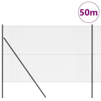 Schweißdrahtzaun mit 13 Pfosten Grau 1,5x50 m Stahl