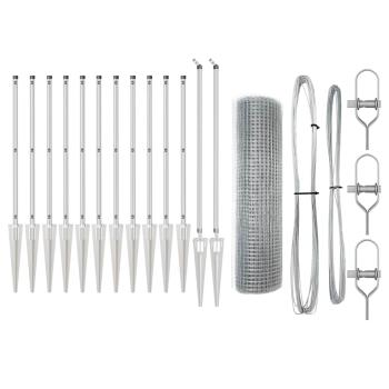 Geschweißter Drahtzaun mit 13 Spikepfosten 0,4x25 m Verzinkter Stahl