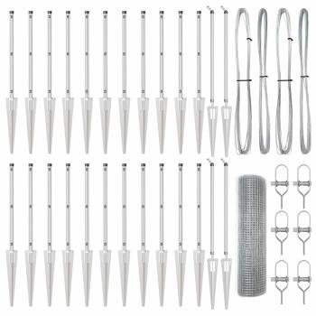 Geschweißter Drahtzaun mit 13 Spike-Pfosten 0.4x50 m Feuerverzinkter Stahl