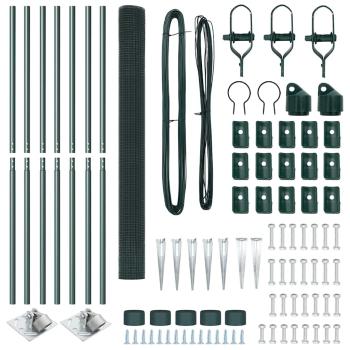 Geknoteter Drahtzaun mit 7 Spitzenpfosten Grün 1.5x10 m Stahl