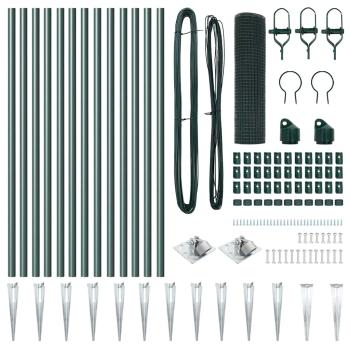 Geschweißter Drahtzaun mit 13 Spike-Posts Grün 0,6x25 m Stahl