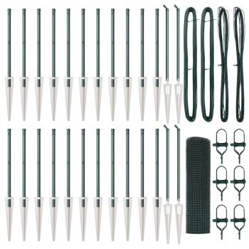 Geschweißter Drahtzaun mit 13 Spike-Posts Grün 1x50 m Stahl