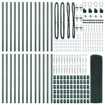 Geschweißter Drahtzaun mit 13 Spike-Posts Grün 1x50 m Stahl