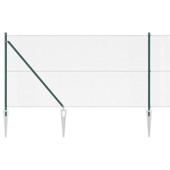 Geschweißter Drahtzaun mit 13 Spike-Posts Grün 1x50 m Stahl
