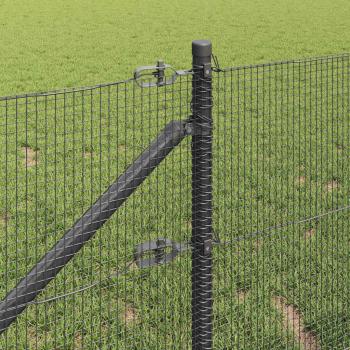 Schweißeisenzaun mit 7 Spike-Posts Grau 0.4 x 10 m Stahl