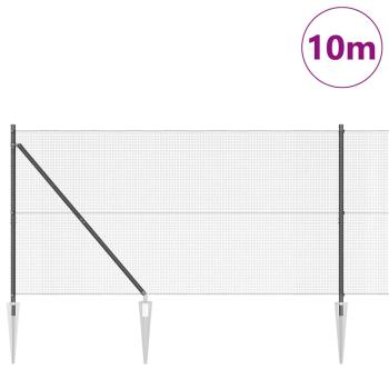 Geschweißter Drahtzaun mit 7 Spike-Posten Grau 1,2x10 m Stahl