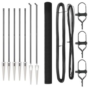 ARDEBO.de - Schweißdrahtzaun mit 7 Spikepfosten Grau 1,6x10 m Stahl