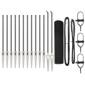 Schweißdrahtzaun mit 13 Spike-Posts Grau 0.6x25 m Stahl