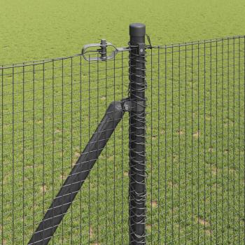 Geschweißter Drahtzaun mit 13 Spike-Pfosten Grau 1,5x50 m Stahl