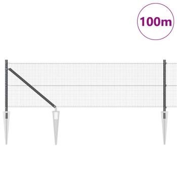 Geschweißter Drahtzaun mit 13 Spike-Pfosten Grau 0,6x100 m Stahl