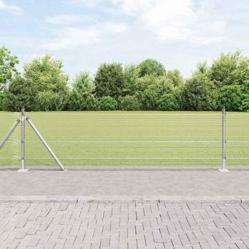 ARDEBO.de - Schweißdrahtzaun mit 7 Flanschepfosten 0.4x10 m Feuerverzinkter Stahl