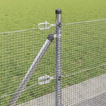Schweißdrahtzaun mit 7 Flanschepfosten 0.4x10 m Feuerverzinkter Stahl